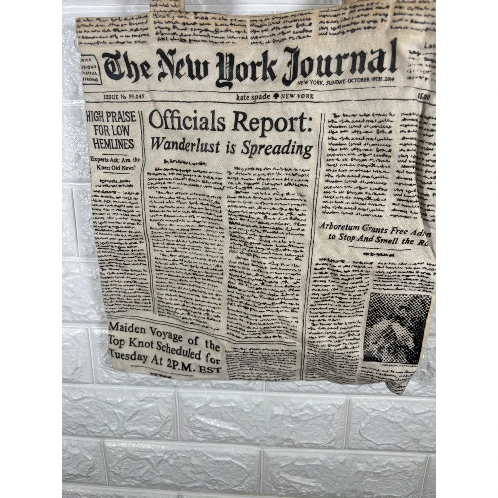 Kate Spade New York Journal Newspaper Print‎ Tote Bag Shopper